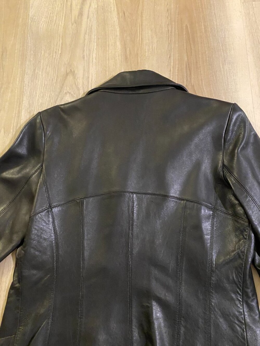 90s Vintage Siena Studio Genuine Leather Jacket Black Tailored Minimalist Coat - Picture 13 of 13